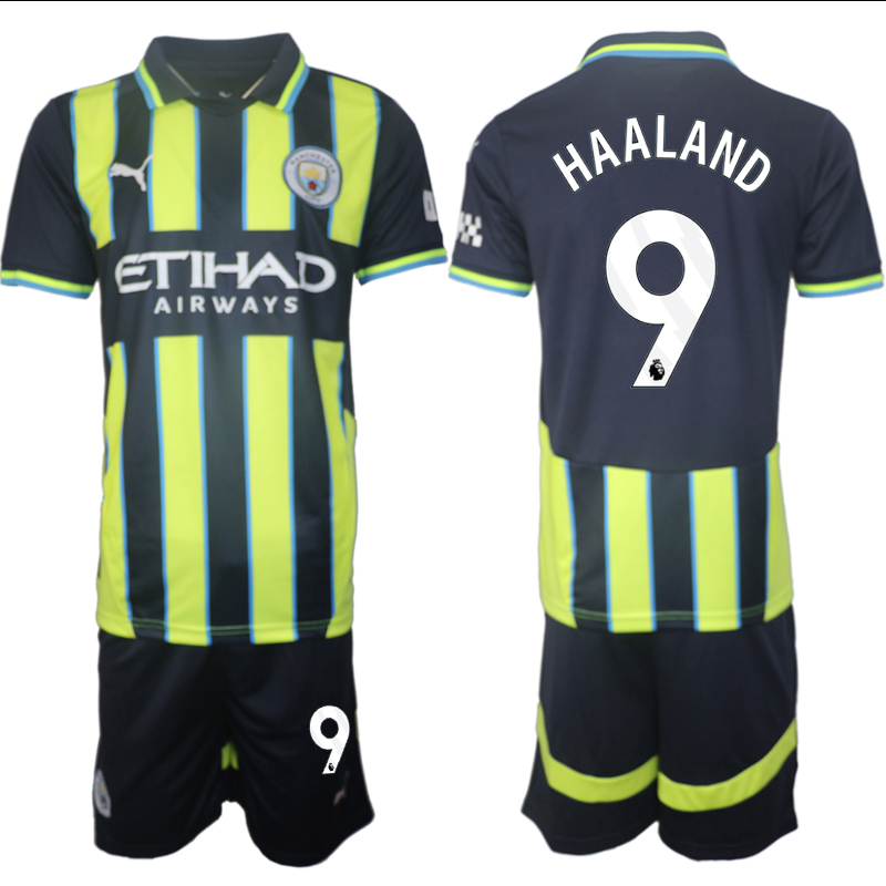 Men 2024-2025 Club Manchester City away black green #9 Soccer Jersey->customized nfl jersey->Custom Jersey